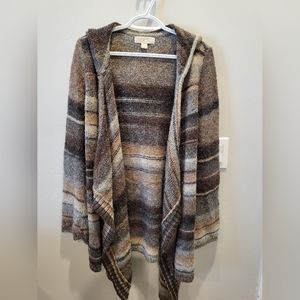 Michael Kors Brown Striped Hooded Cardigan Size Medium